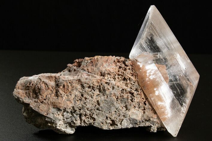 Glassy Selenite Crystal on Matrix - Naica Mine, Mexico #325085